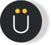 Das lachende Ü, Logo von Wie am Schnürchen in grau und gelb